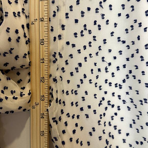 House of Harlow 1960 x Revolve White & Blue Chiffon Wide Leg Ankle Cuff Pant S - Picture 12 of 15